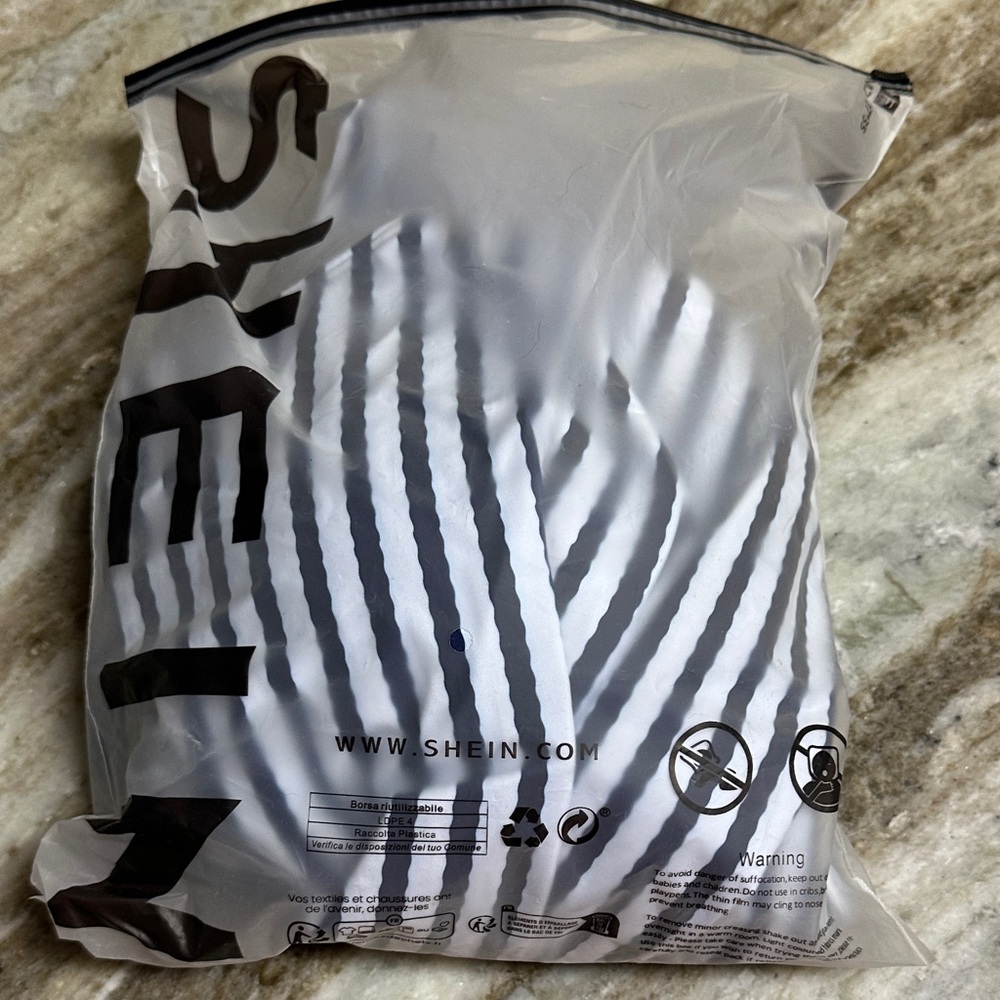 SHEIN Navy and White Striped Swimsuit